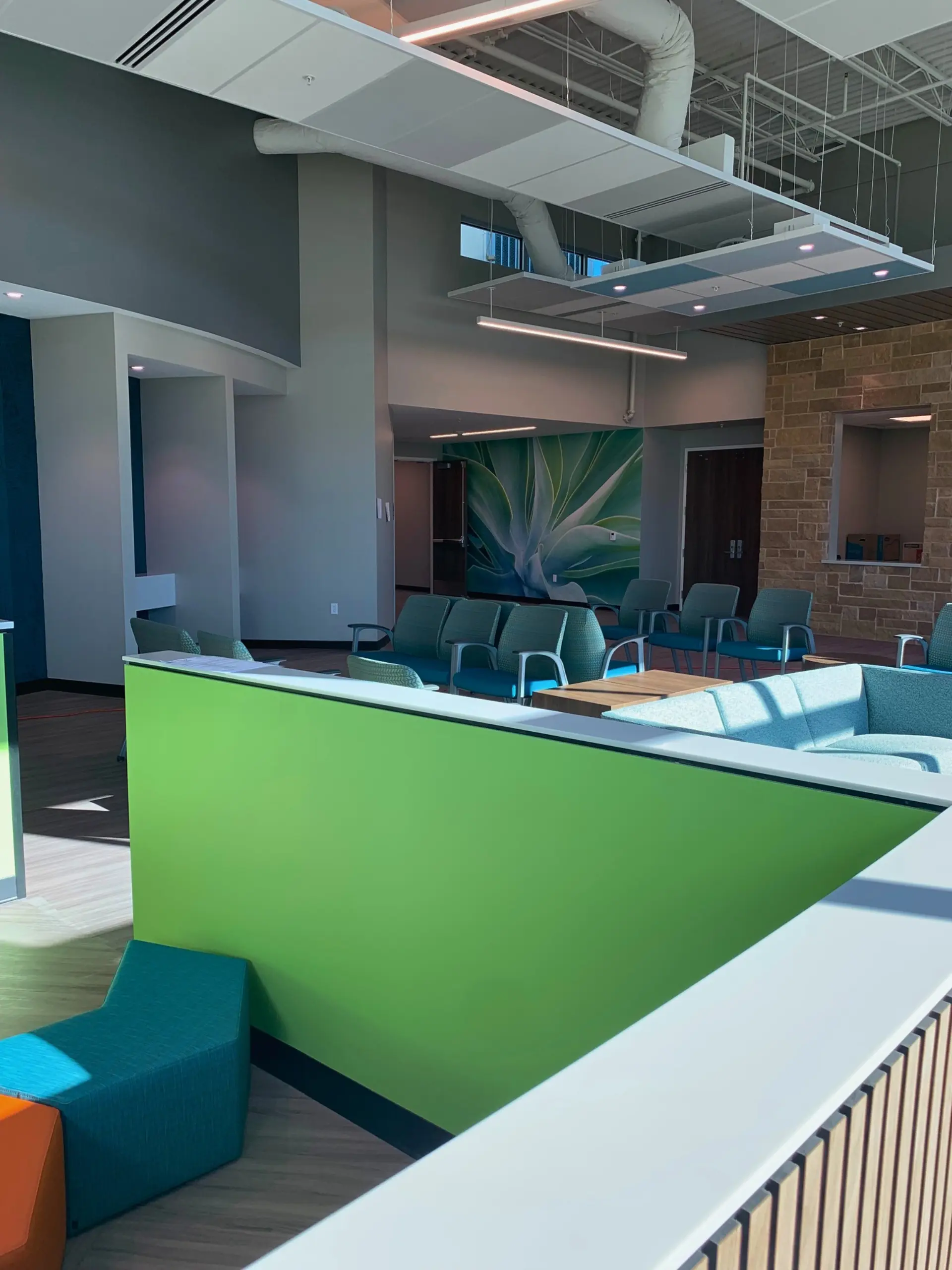 Lobby seating area at the Arisa Health Jane Hunt Clinic in Rogers, Arkansas